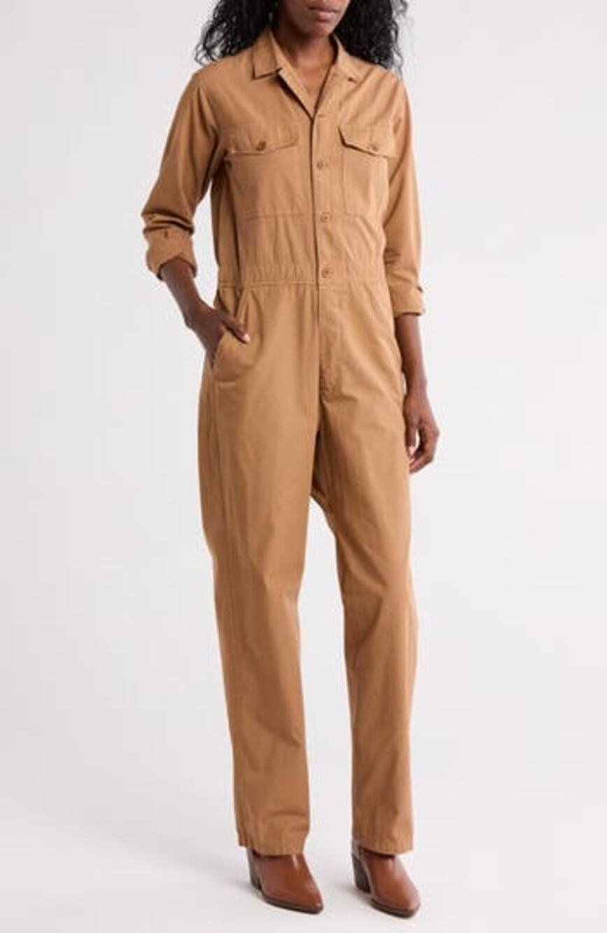 Free People X Westerlind Climbing tan jumpsuit size medium
